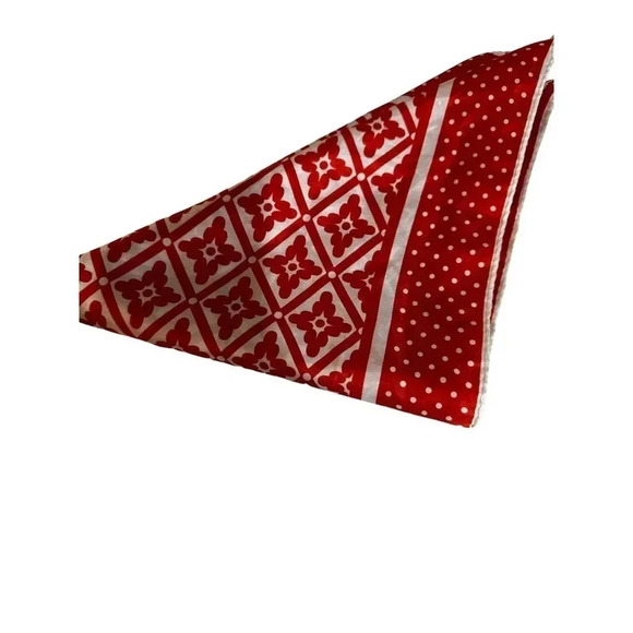 Men's Red‎ Printed Square Block Printed Organic Cotton Handkerchief One Size - Picture 2 of 4